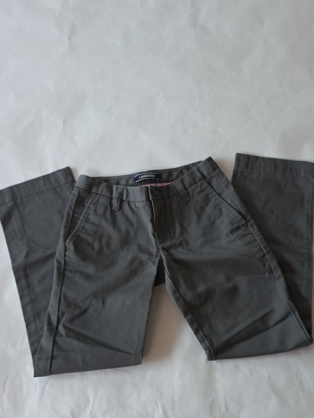 Lands' End Kids Gray Straight-Leg Chino Pants